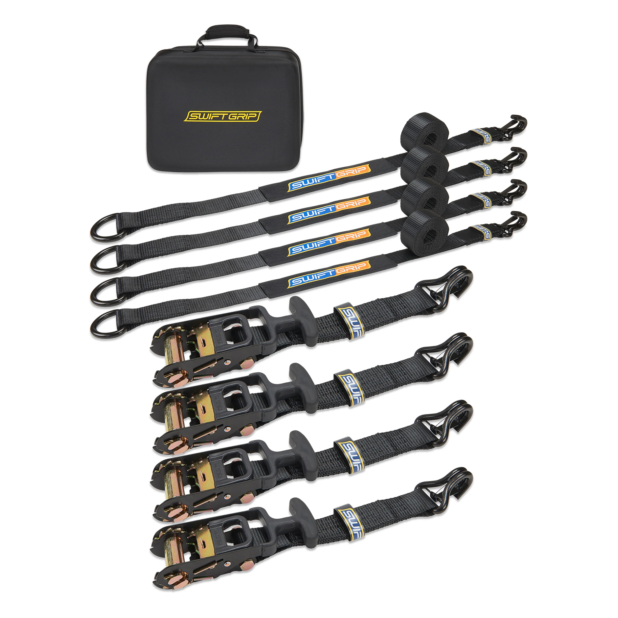 (4) Heavy Duty UTV, Car, Trailer Tie Down Kit - 10,000 lbs. per strap